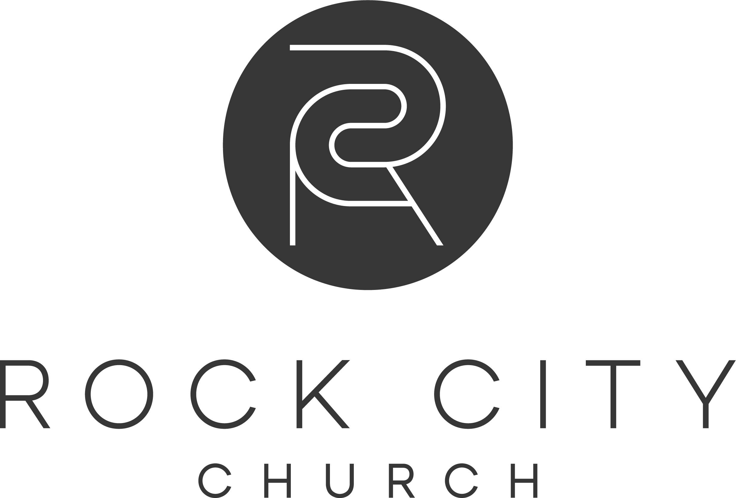 Logo of Rock City Church featuring a stylized letter R in a circle with the name 'Rock City Church' beneath.