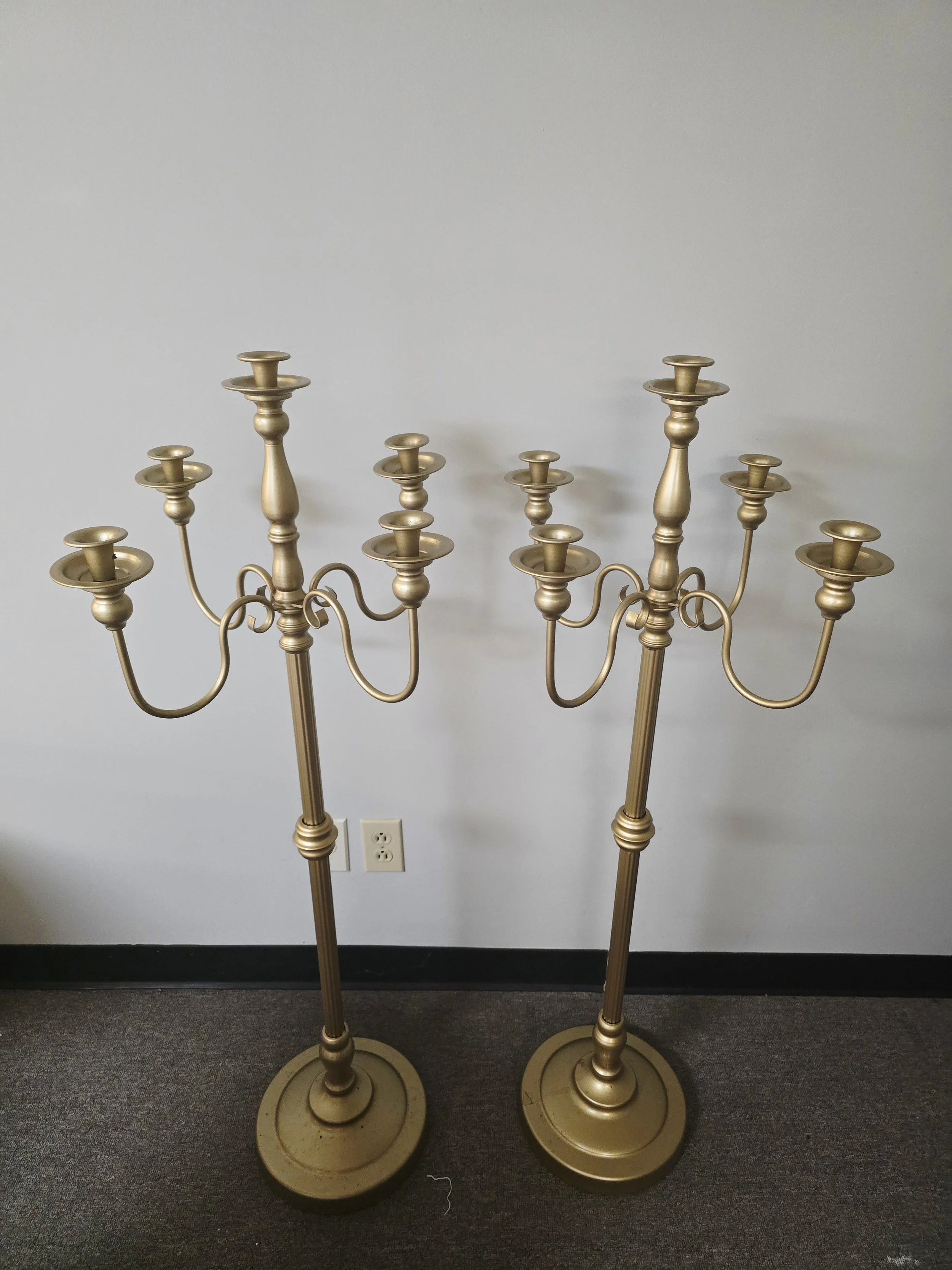 Set of 2 Gold Floor Candelabras