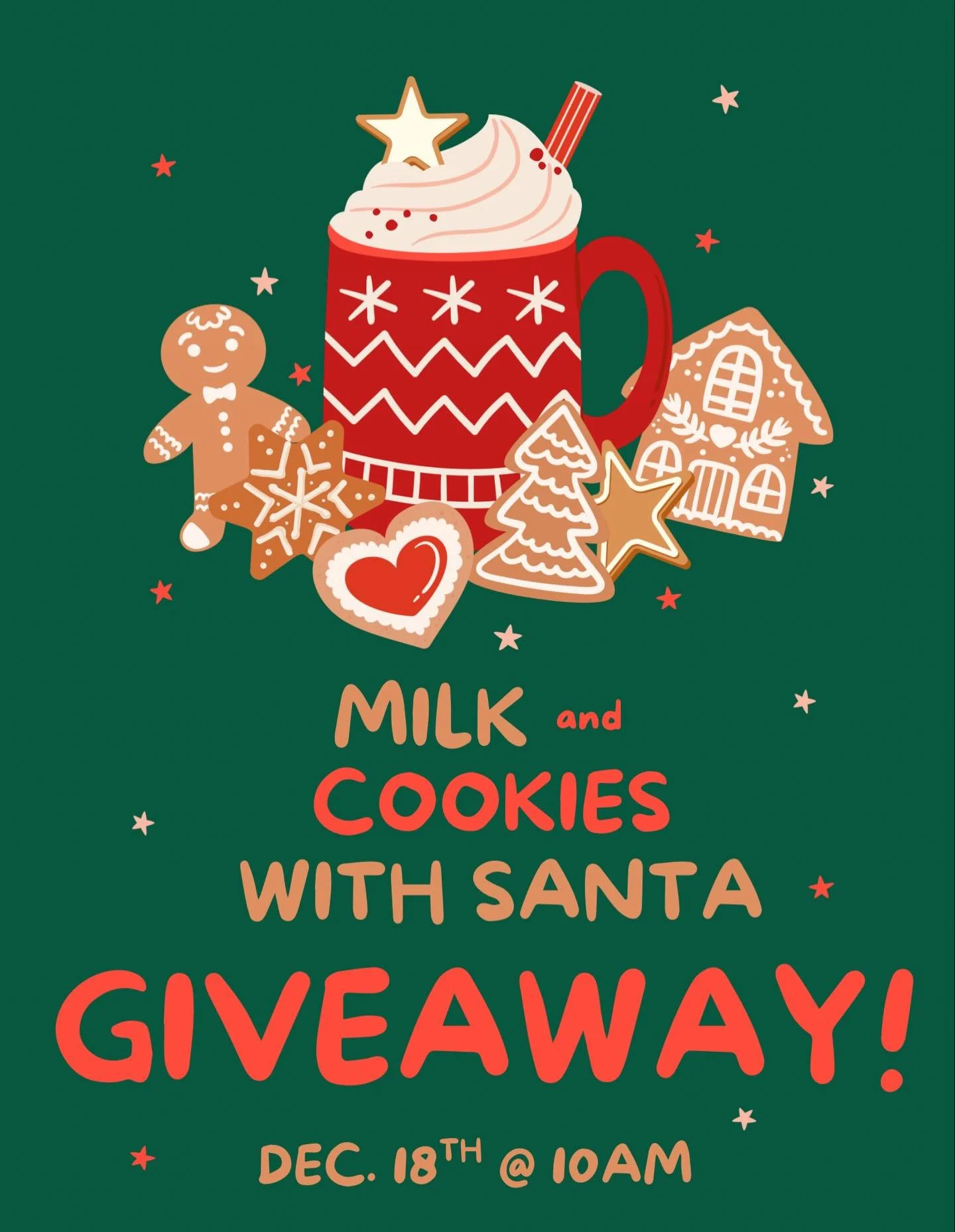 Decorate home made cookies from @fromthewoodsfarm , get milk for home from @thecowscoop and make a Milk &amp; Cookies inspired process art project with @my_little_sprigs AND visit with the magical guy of the season himself&hellip;.SANTA!

Celebrate l