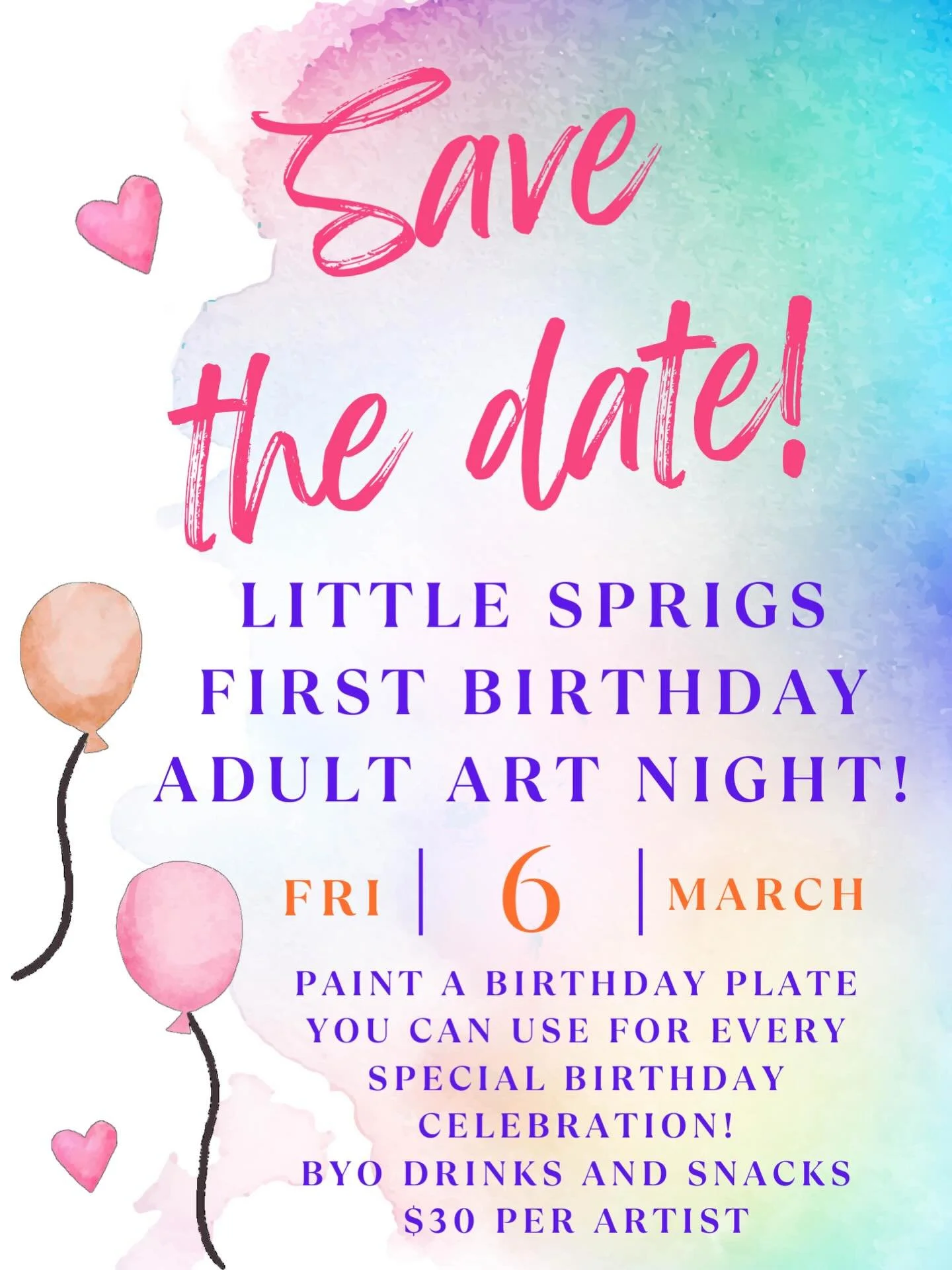 OMGEEE how did we get here?!! The studio is turning ONE and to celebrate we are hosting a very special Adult Art Club Night where we will be painting birthday plates that will be food safe for you to use on any and all special occasions!! An option t