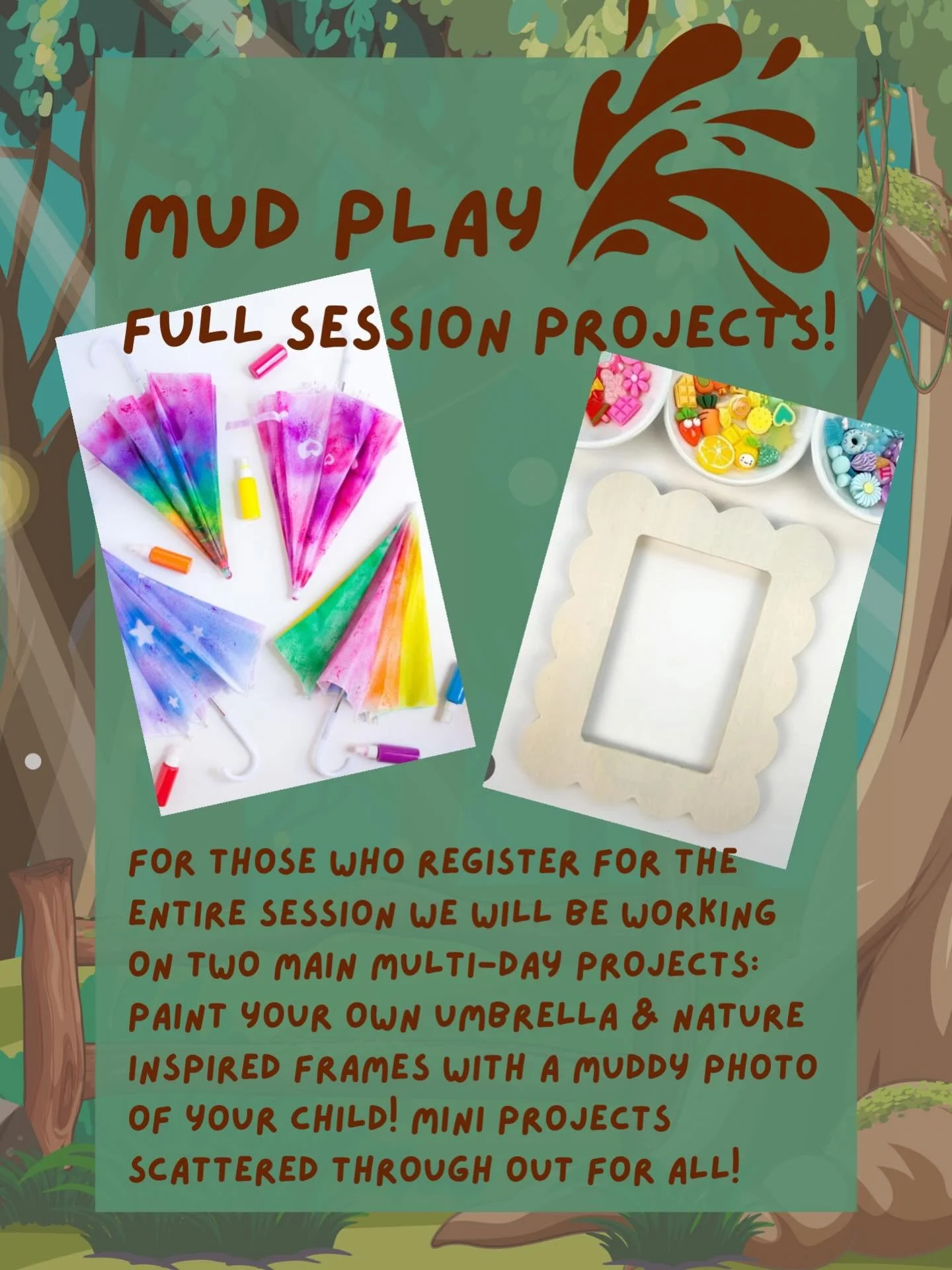 Exciting addition to Mud Play!! 

Anyone who signed up for the entire session will access our Multi Day projects. Having kids go back and work on something over multiple days to see how a project unfolds over a variety of processes to a final result 
