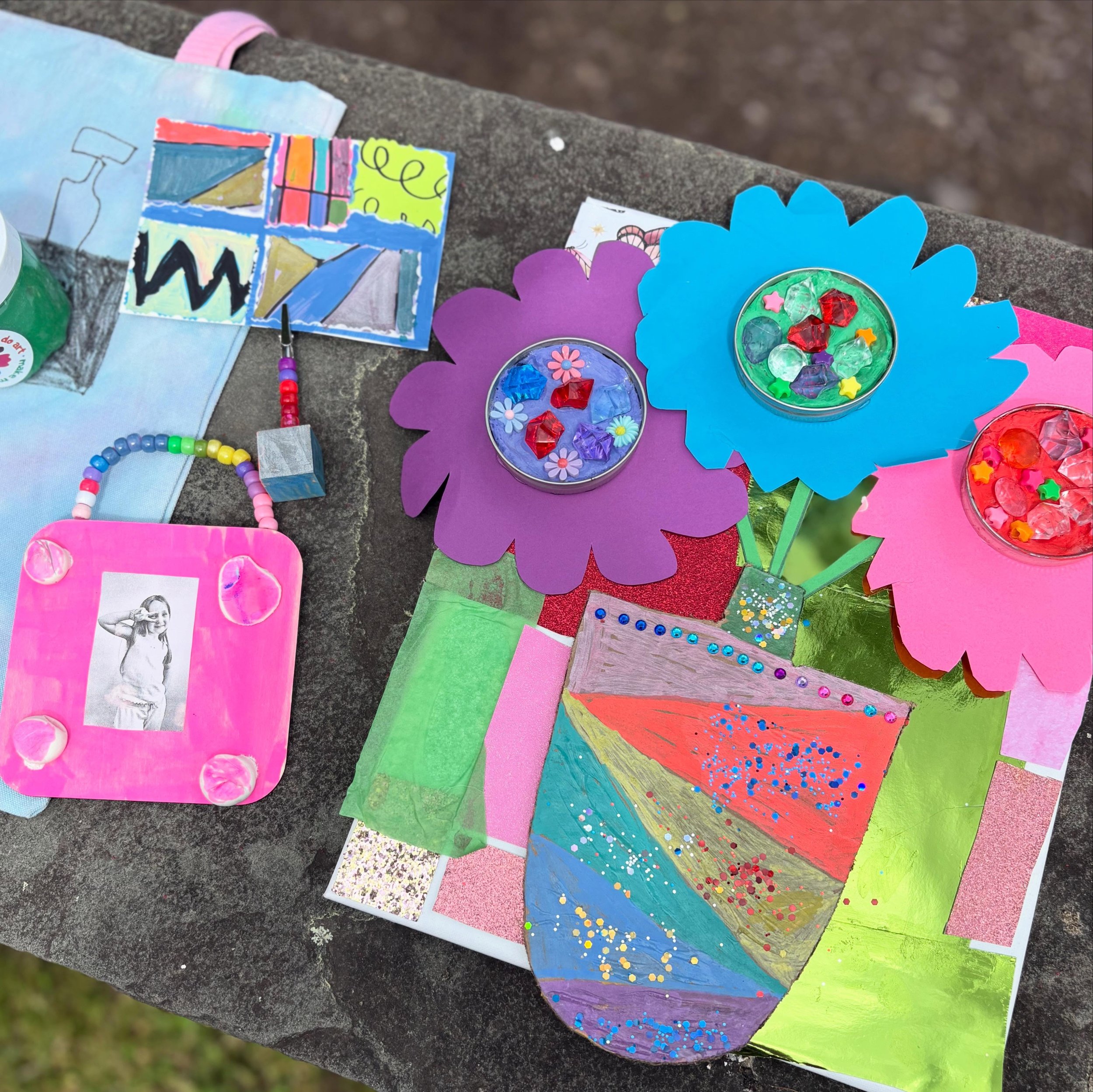 School based programming is wrapping up and seeing all the work together in one place, ready to take home in the artists&rsquo; self designed art bags, fills my cup. We ended with Galaxy Jars which will deserve their own post because they&rsquo;re go
