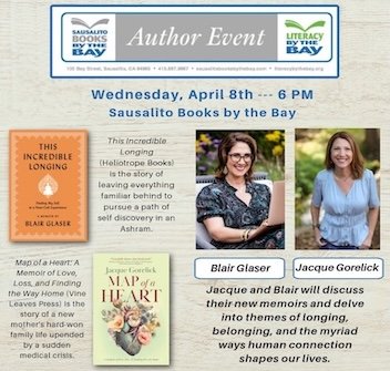 Sausalito Books By The Bay, Talk With Jacque Gorelick, author Map of a Heart