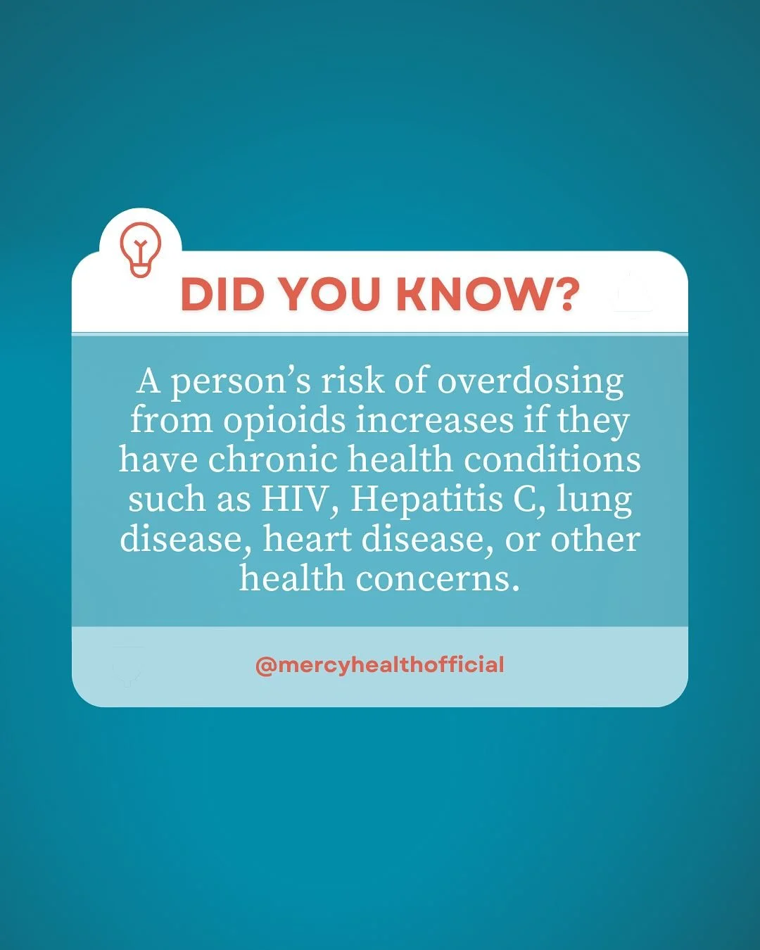 Several factors can increase a person&rsquo;s risk of overdosing. One of them includes having chronic health conditions such as HIV, Hepatitis C, lung disease, heart disease, or other health concerns (mass.gov). Protect yourself and your loved ones b
