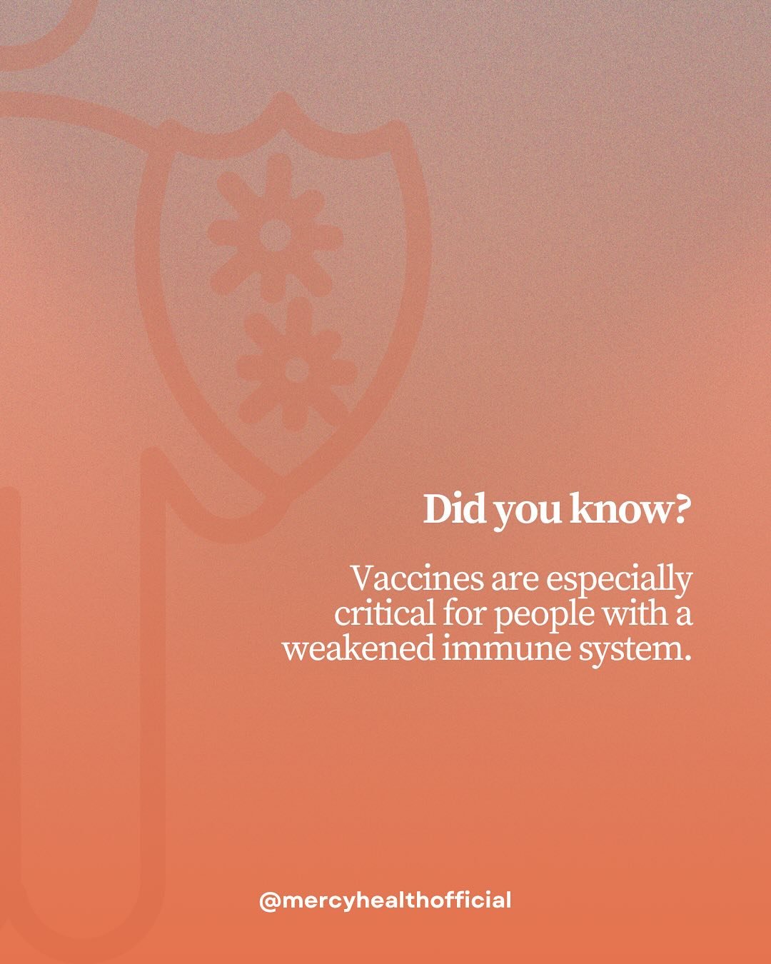 Vaccines are especially critical for people with a weakened immune system from diseases. Having a weakened immune system makes it harder to fight off infections and diseases. Adults with weakened immune systems caused by immunocompromising conditions