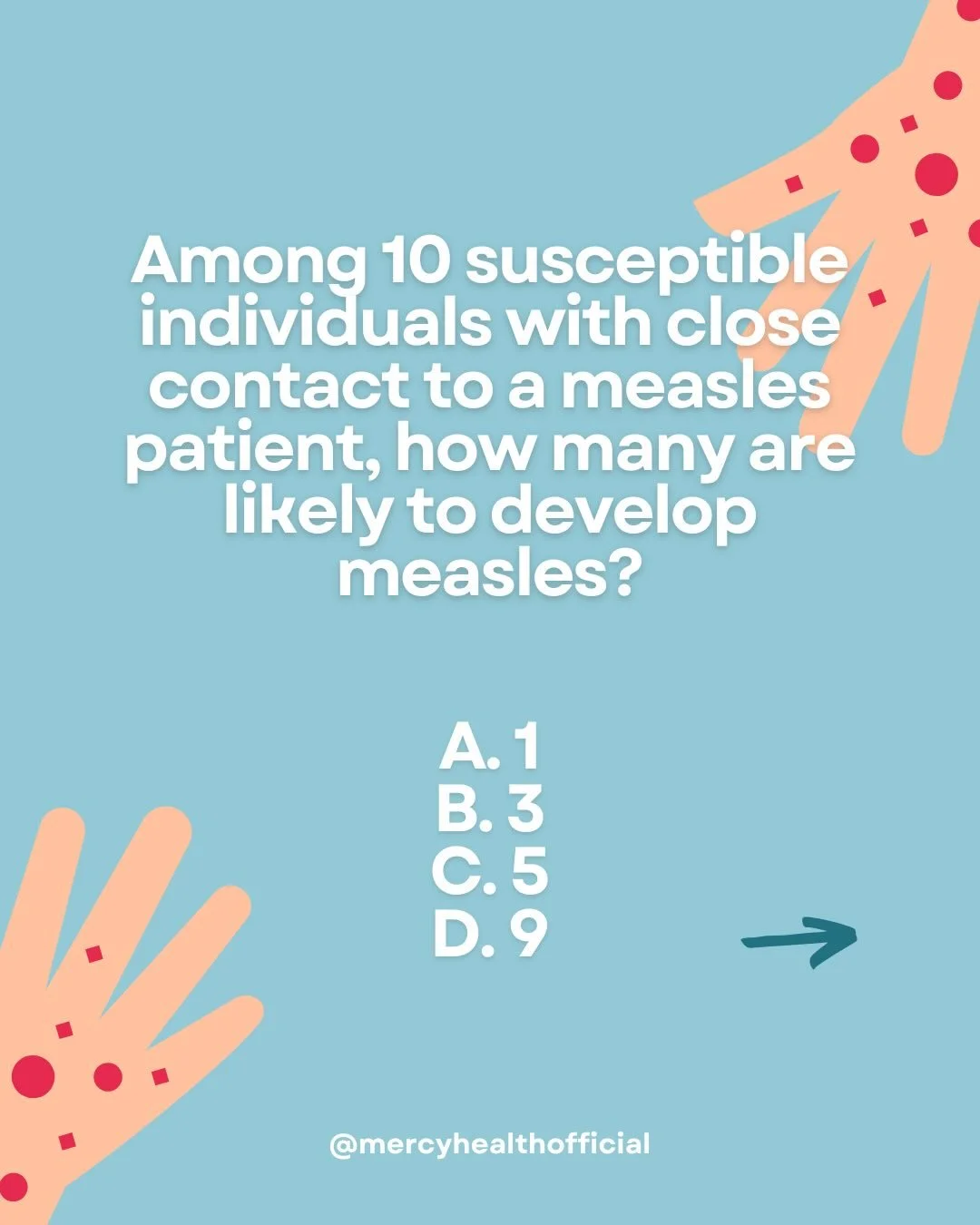 Measles is one of the most contagious of all infectious diseases. Up to 9 out of 10 susceptible people with close contact to a measles patient will develop measles. Two doses of MMR vaccine provide the best protection against measles (CDC). If you ar