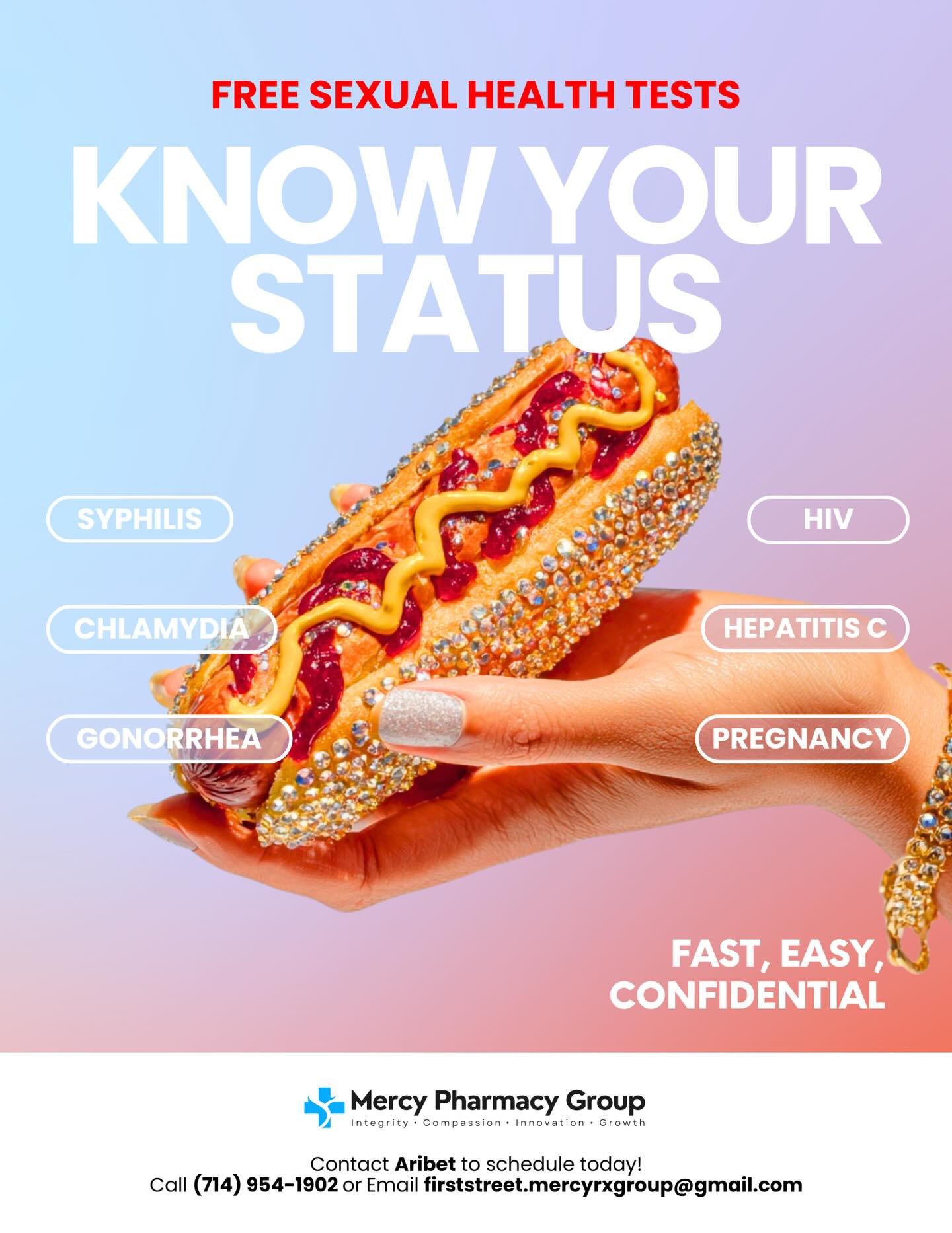 Mercy Health is partnering with Mercy Pharmacy Group to offer free mobile HIV and STI testing services! Testing is fast, easy, and confidential. We will be conducting our services at various community events. DM us, and we&rsquo;ll let you know where