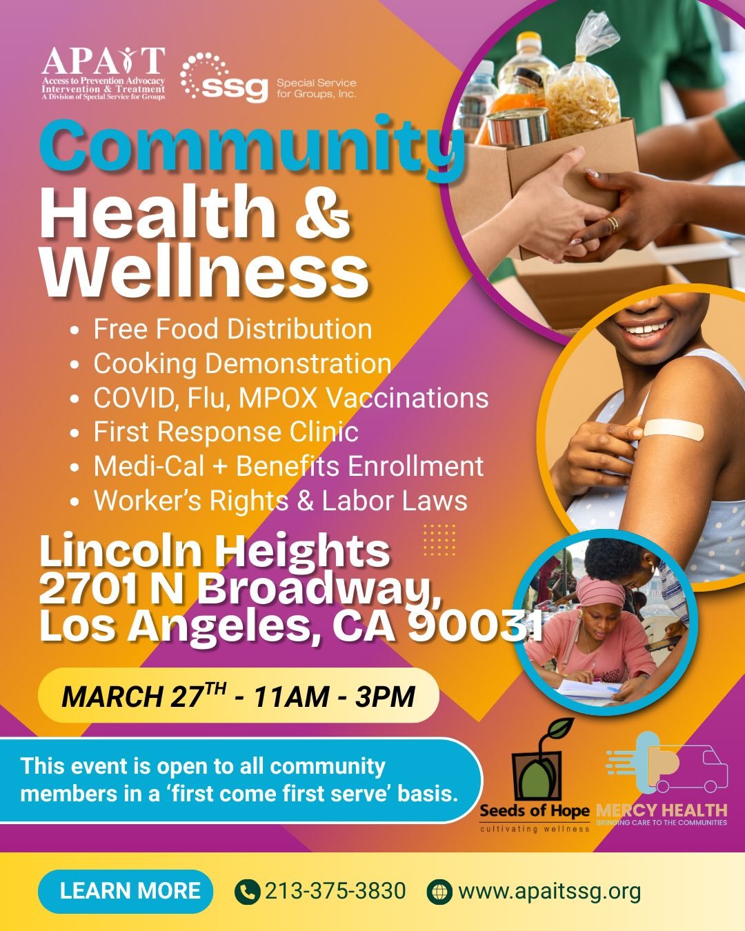 Mercy Health is excited to attend the Community Health and Wellness event again hosted by @apait_ssg  next Friday, 3/27, from 11am-3pm to provide vaccinations, in partnership with Mercy Pharmacy Group! We will have COVID-19, flu, and MPOX vaccines 💉