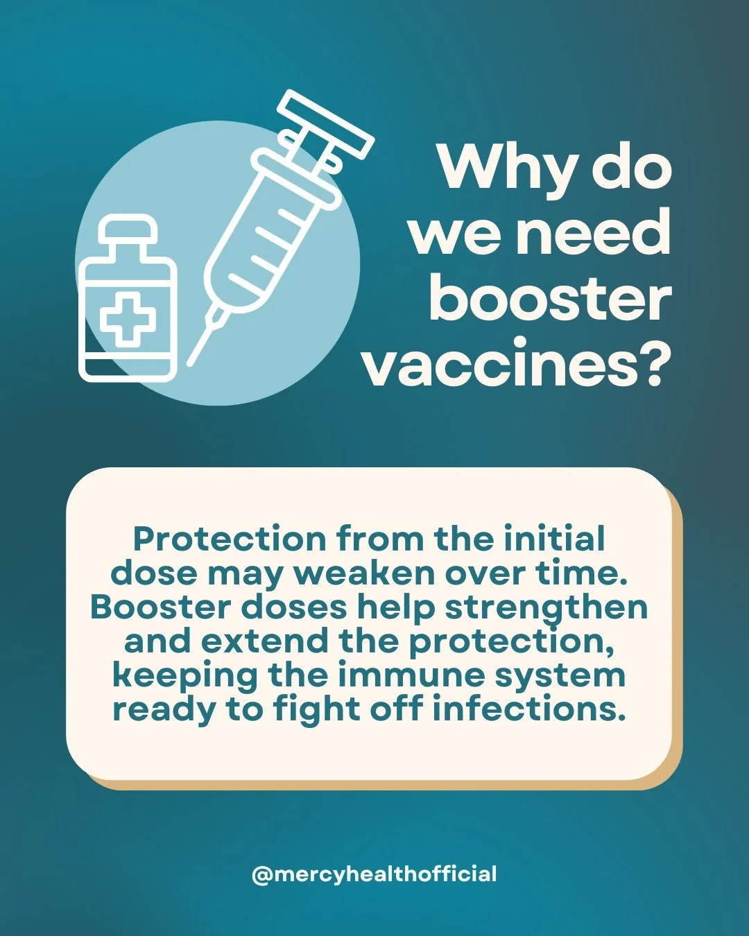 Protection from the initial dose or primary series may weaken over time. Booster doses help strengthen and extend the protection, keeping the immune system ready to fight off infections (WHO). Protect yourself and your loved ones by staying informed,