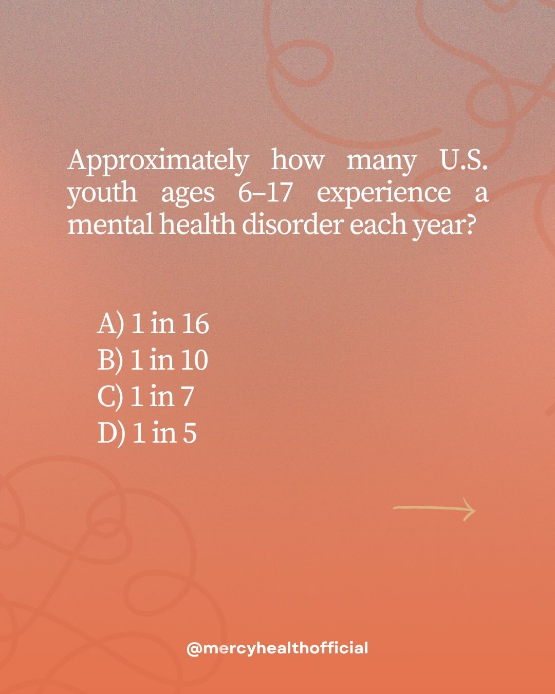 More than 1 in 7 U.S. youth ages 6-17 experience a mental health disorder each year (NAMI).

Even very young children may show early warning signs of mental health concerns. These mental health conditions can be a product of the interaction of biolog