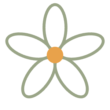 Simple drawing of a five-petaled flower with a yellow center.
