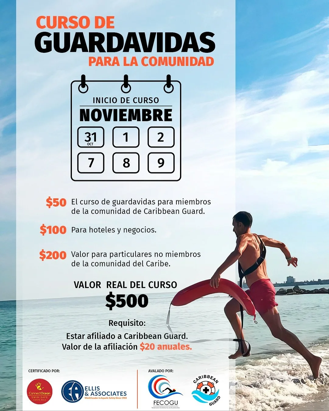 🛟Estamos felices de anunciar el pr&oacute;ximo CURSO DE GUARDAVIDAS de aguas abiertas  para la comunidad del Caribe Sur

Si te interesa sumar a tus conocimientos: 
 ✔️protocolos y t&eacute;cnicas de Rescate, Soporte Vital B&aacute;sico y RCP 
 ✔️pro