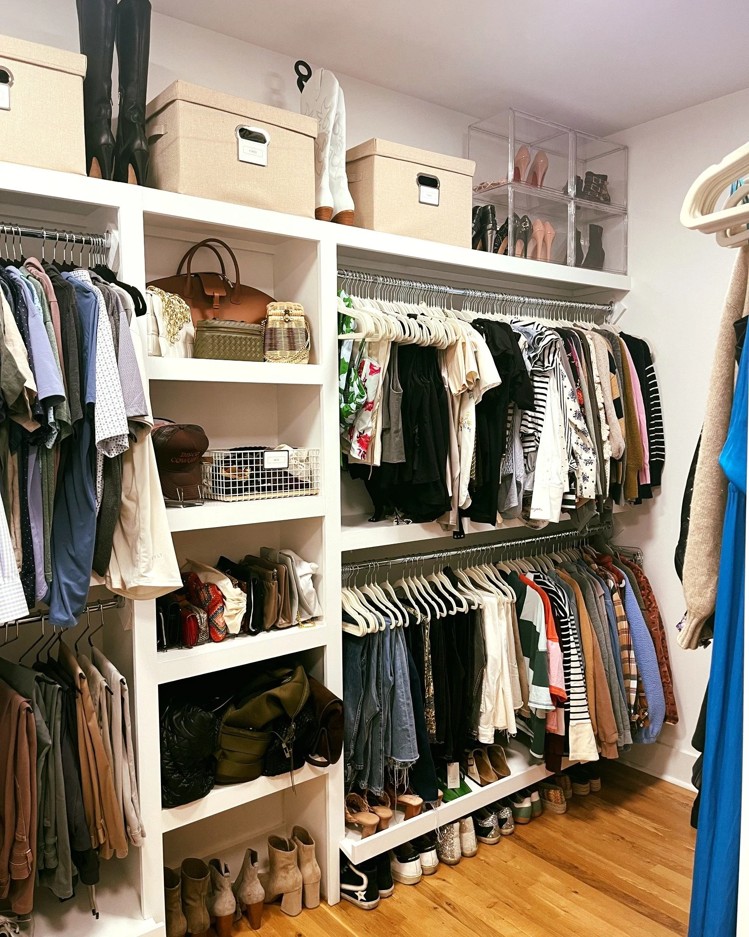 A little uniformity goes a LONG way. Check out the before and after of this gorgeous closet for our Nashville client! Ooo we are in love!