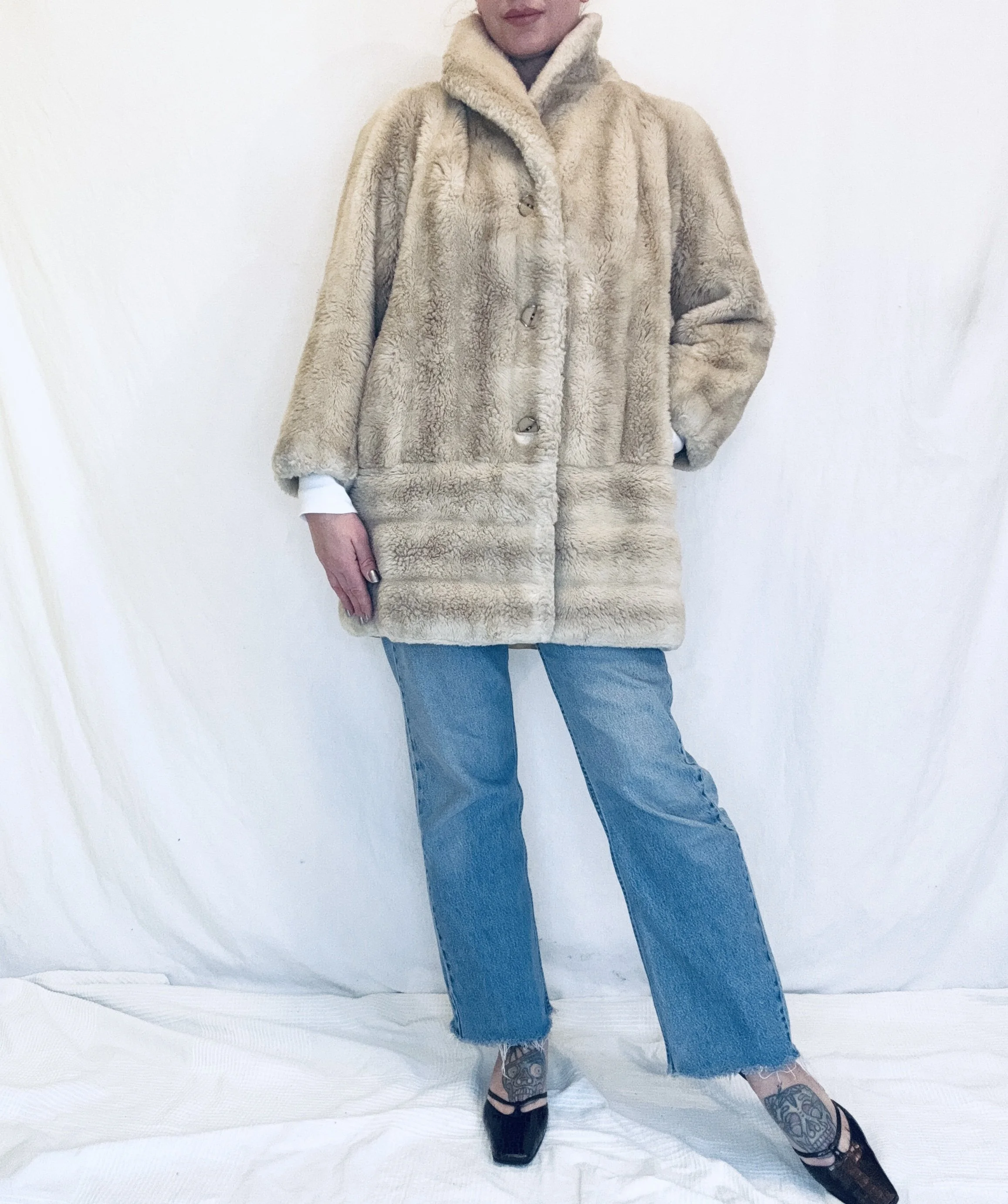 1960s Creme Plush Fur Jacket