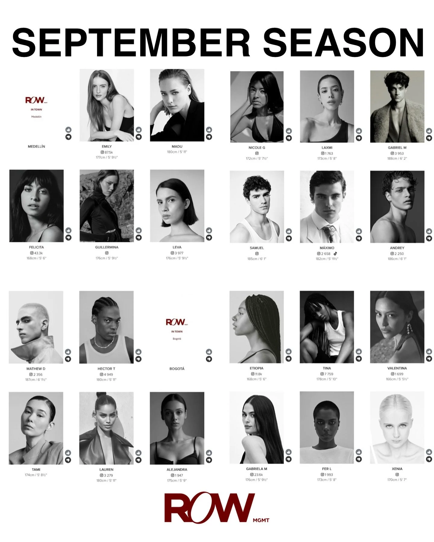 ✨SEPTEMBER SEASON✨
.
@rowmgmt
.
Visit our website www.rowmgmt.com
Contact Us hello@rowmgmt.com
.
#model #models #modelagency #rowmgmt #colombianmodels #brasilianmodels