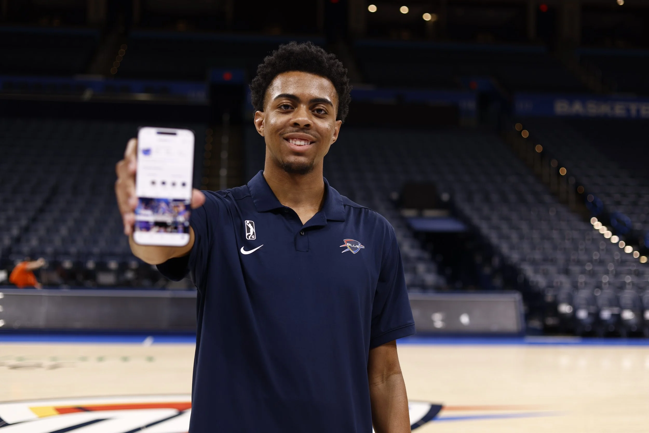 Jaiden Daughty, working at the Oklahoma City Blue, inside of Paycom Arena where the Oklahoma City Thunder play basketball.