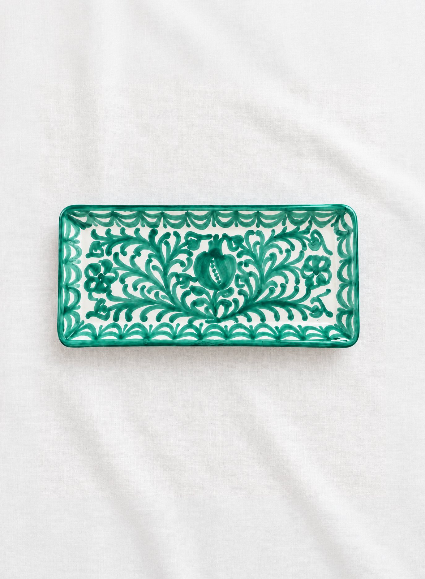 Bandeja rectángular - Repintado Verde - Cerámica de Granada - 34cm