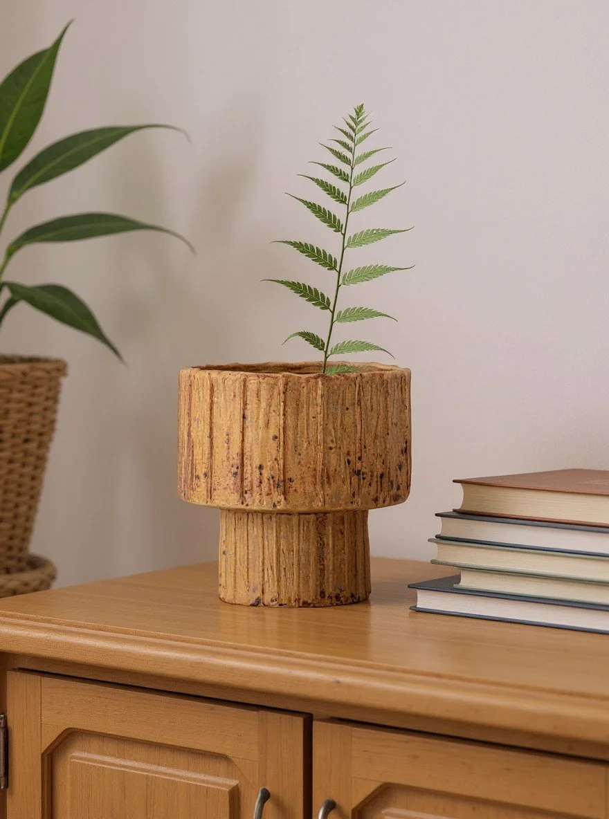 Jarrón Elitta en cerámica marrón