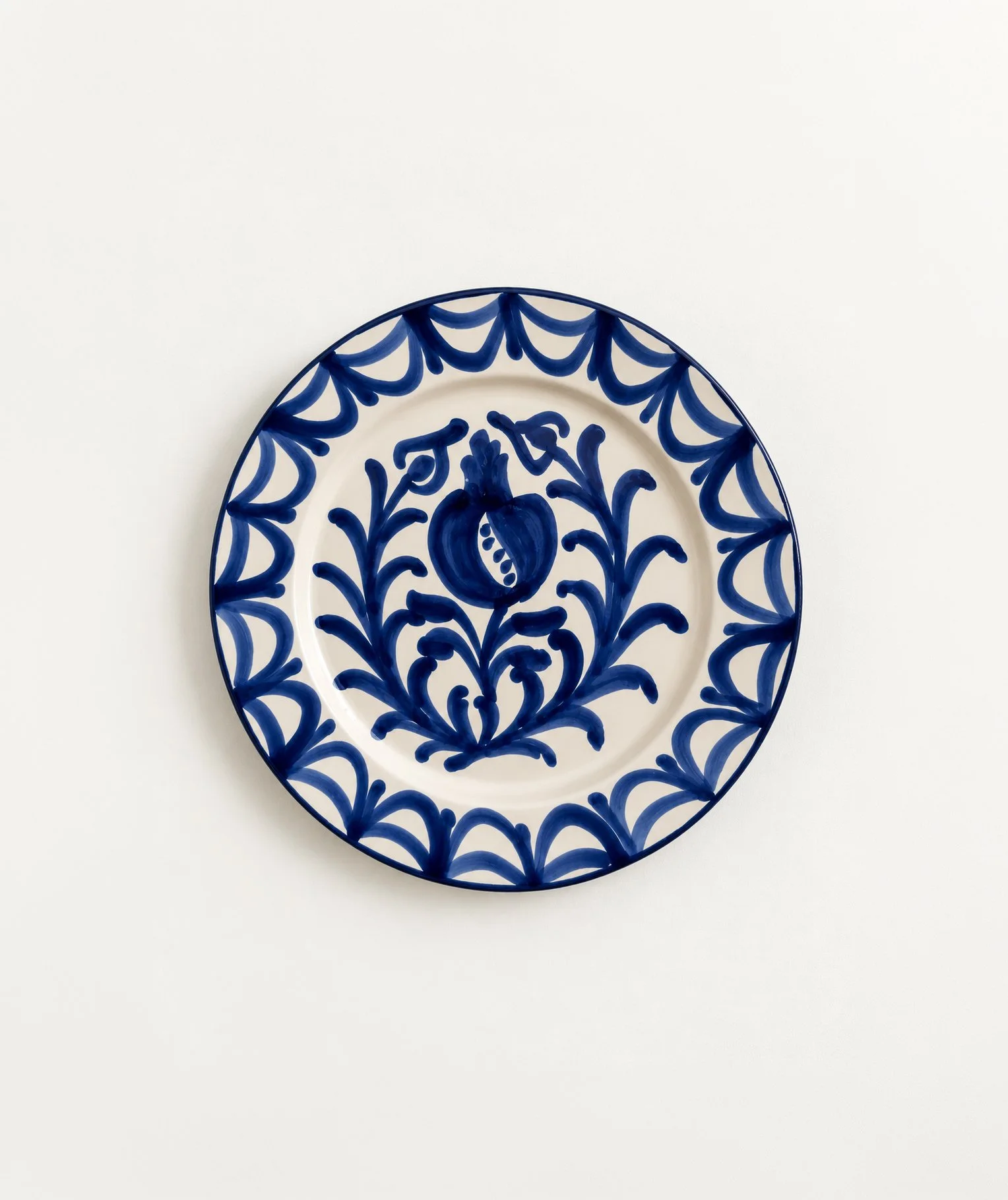 Plato Llano - Repintado Verde - Cerámica de Granada - 20cm