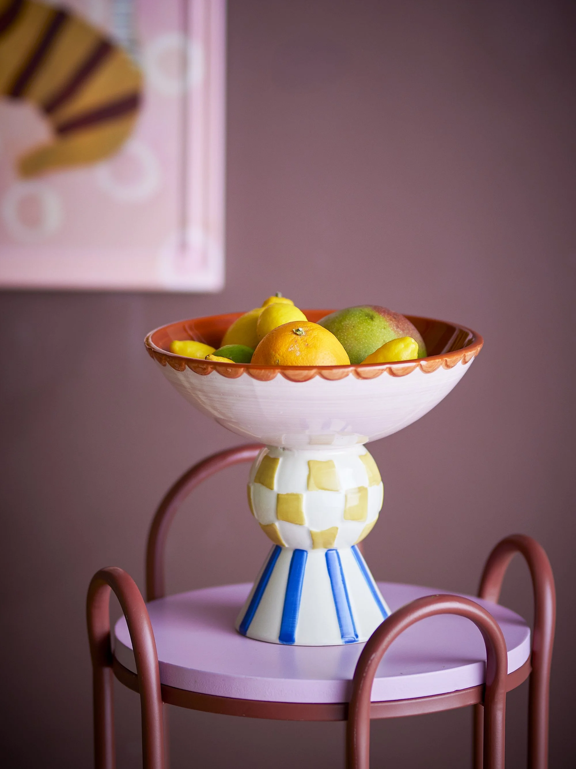 Frutero Pedestal Bob en gres estilo ibicenco