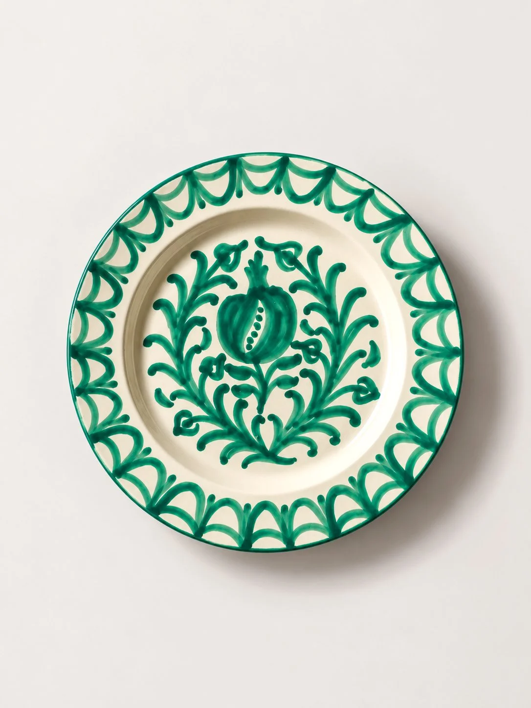 Plato Llano - Repintado Verde - Cerámica de Granada - 26cm