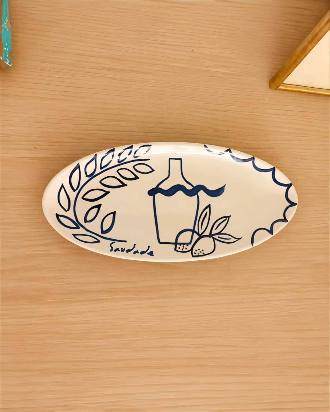 BANDEJA CANOA SAUDADE AZUL  38cm