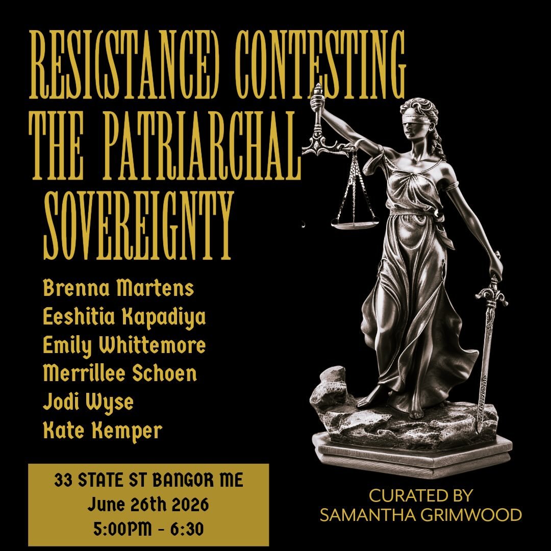 #popupexhibition in #bangormaine June 26th 5-6:30PM 

Resi(stance) is a group show showcasing work about feminism and fighting censorship. In 2026 the right to bodily autonomy and the ability to express oneself is under attack. This one night only po