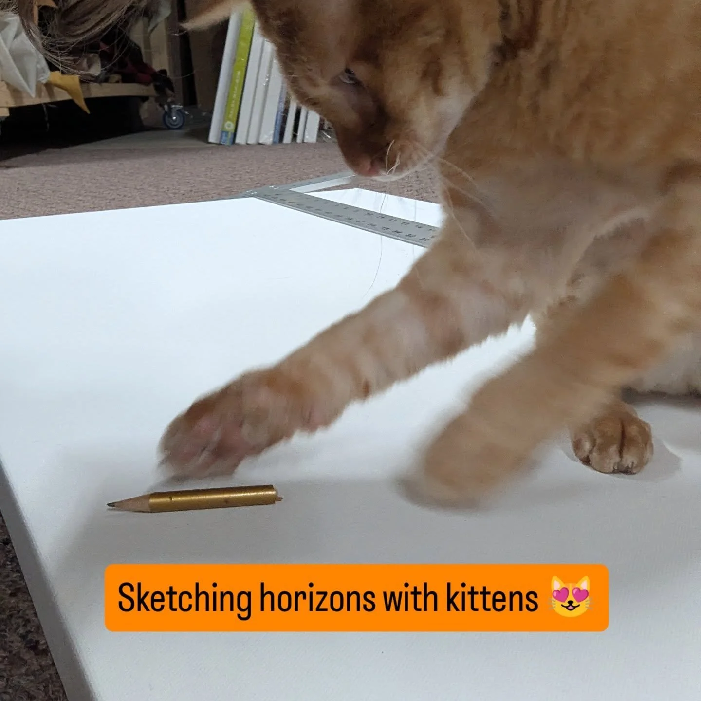 Haven't hit the easel since summer!! 🌊❤️
It seems my *Helper* 😻 missed the studio time too 🫟🖌️

Starting this 24X48 special piece... Stay tuned 🤞🏻