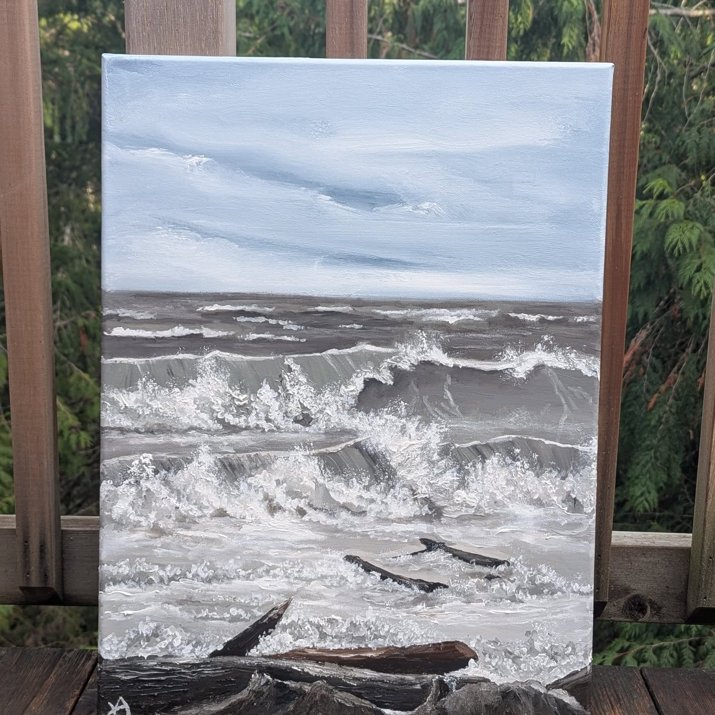 One year ago, a dramatic high tide &amp; storm winds brought 7Ft waves to Island View beach. Low skies &amp; sandy waters melted into each other. The world around such power felt small 🌊🌊 🌊
I felt very lucky to observe this unusual storm &amp; tak