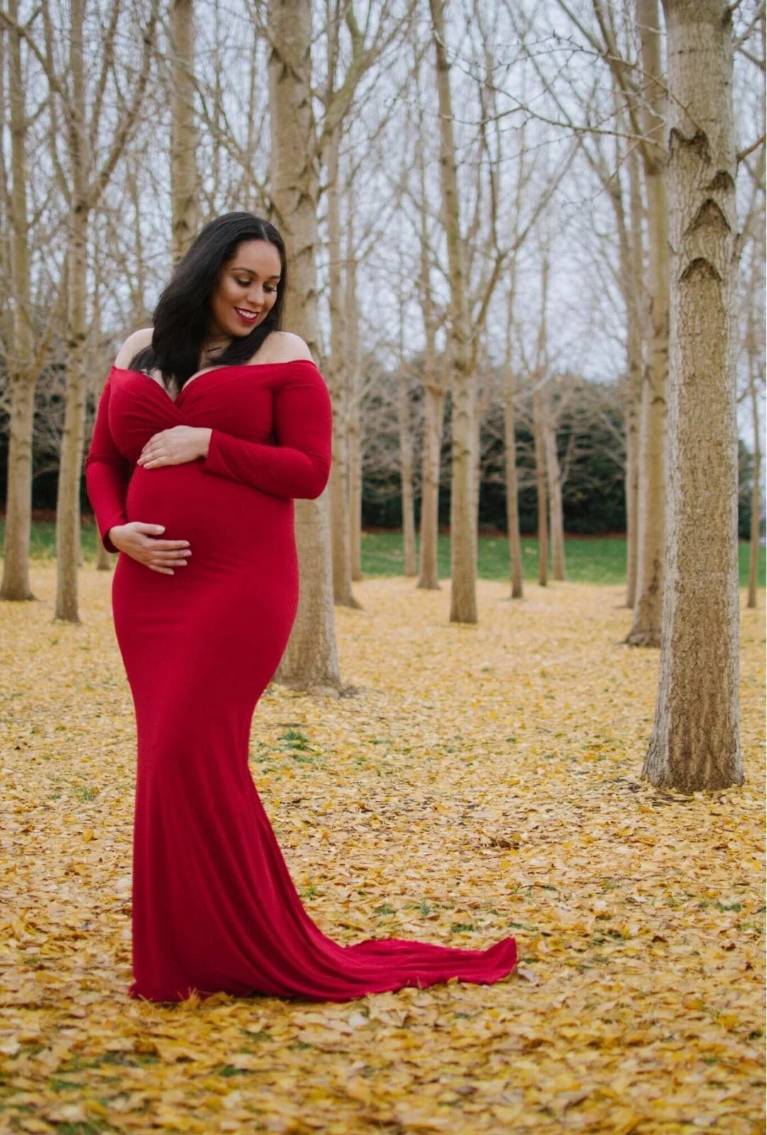 Charlotte maternity styling pregnancy photo shoot red dress OnStyleLiving NC