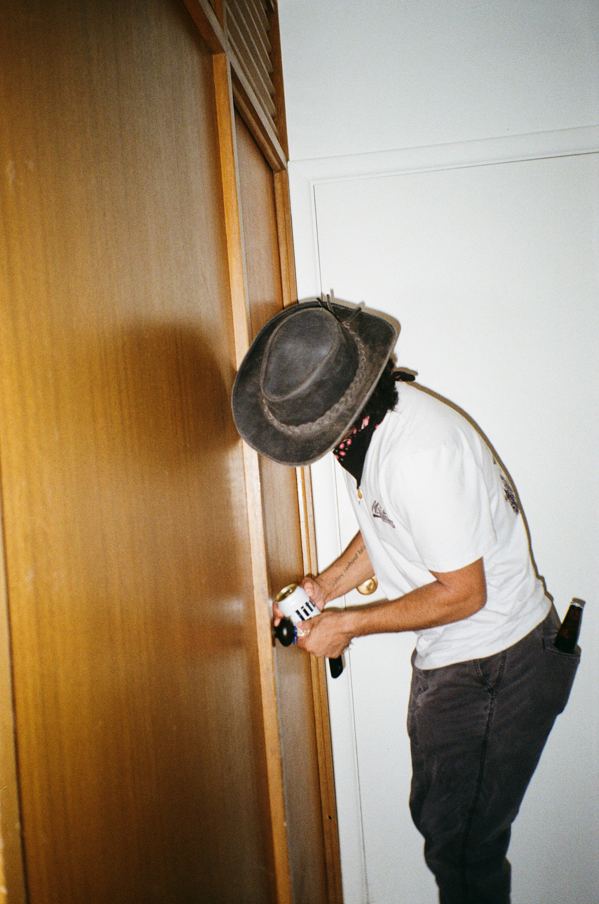 A man opening the door