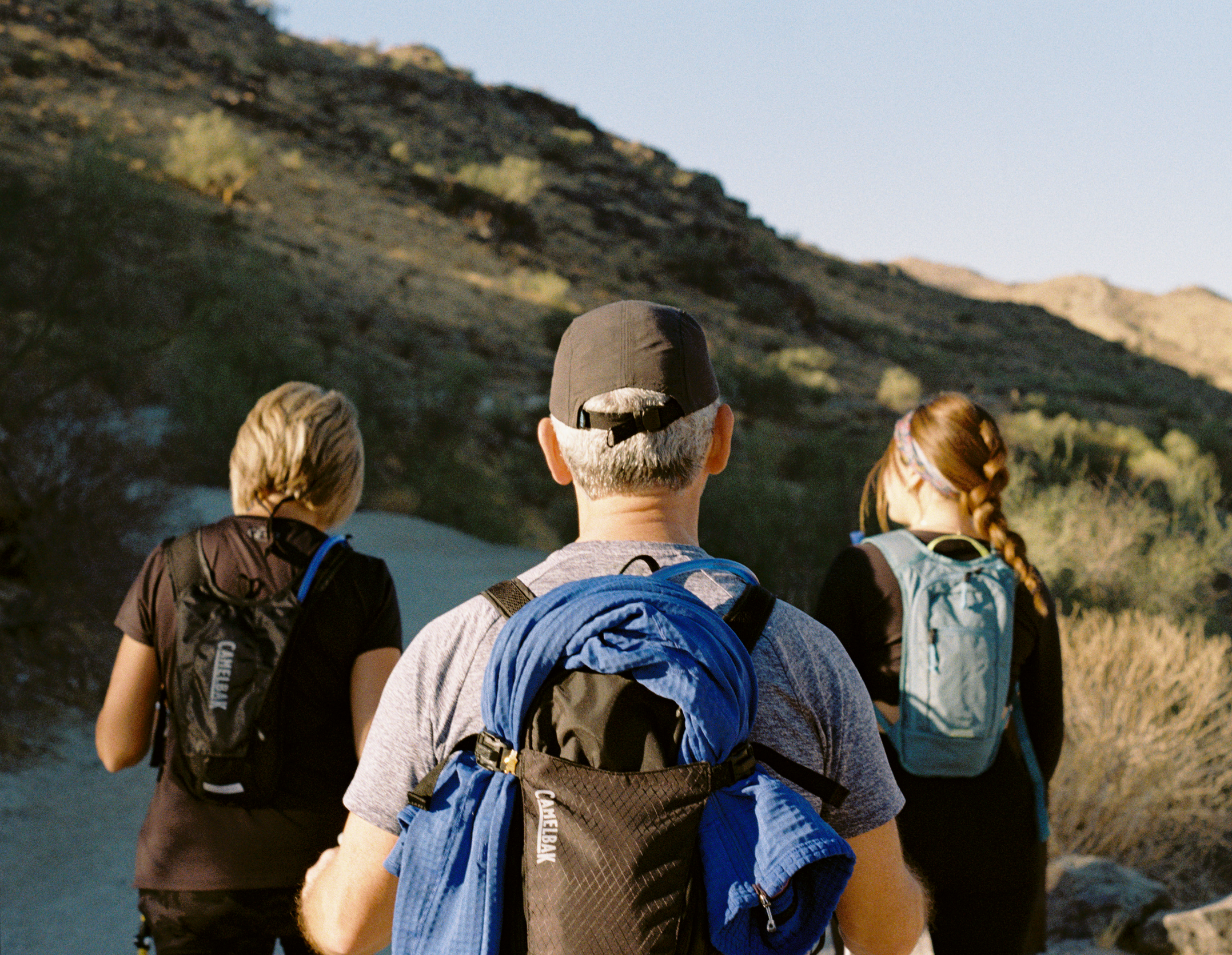 Three people hiking