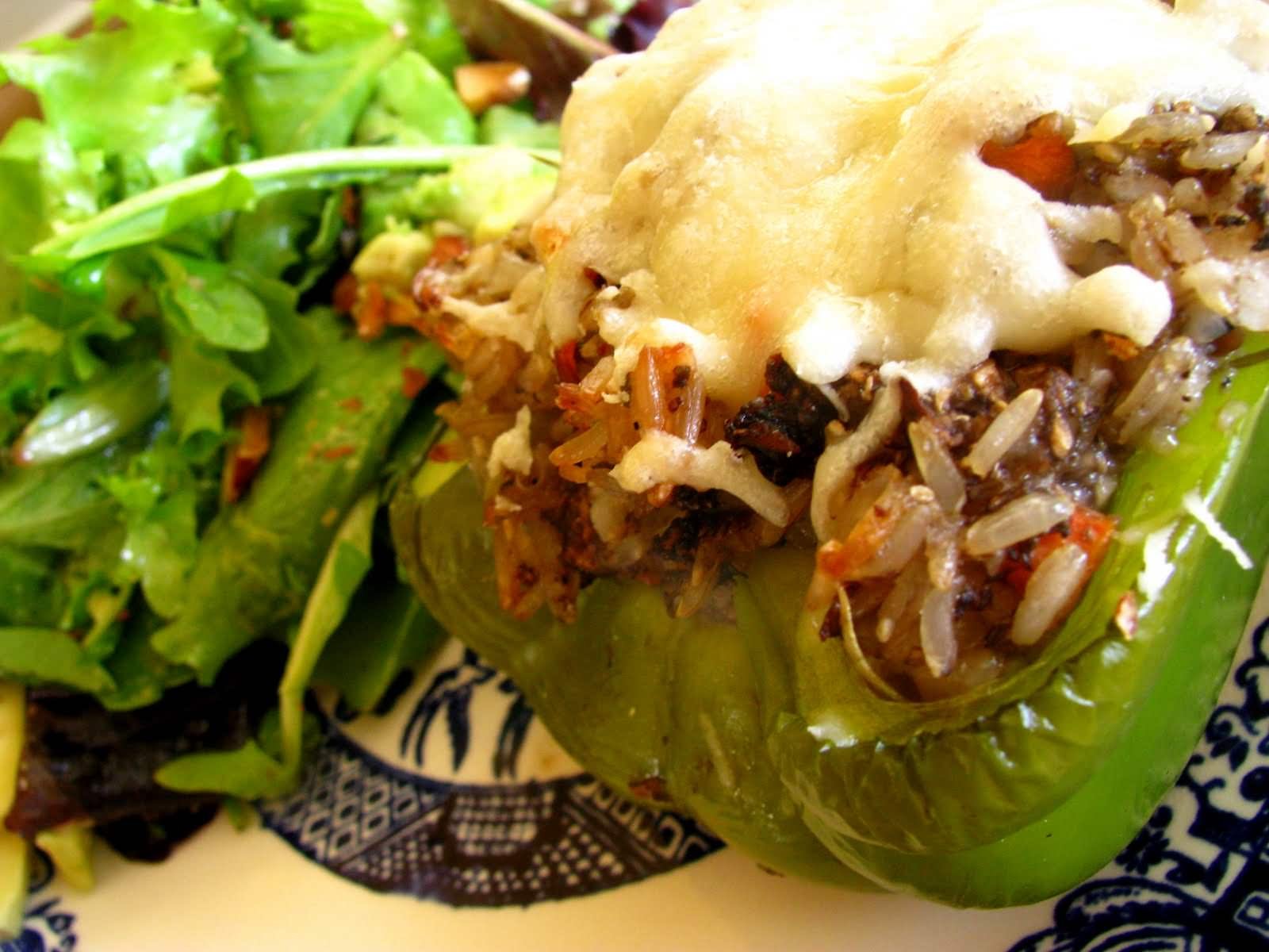 Vegetarian Stuffed Peppers. Not understuffed.