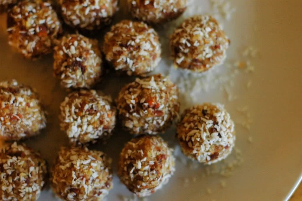 Nourishing our wee ones with nut truffles.