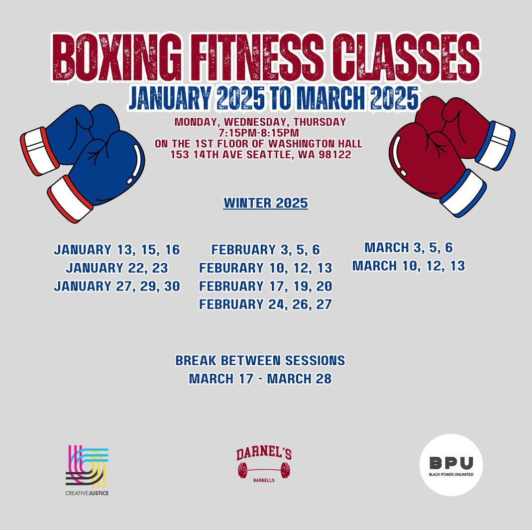 We&rsquo;re back with our 2025 Winter and Spring dates for our boxing fitness classes with @darnelsbarbells! Join us at @washingtonhall206!
