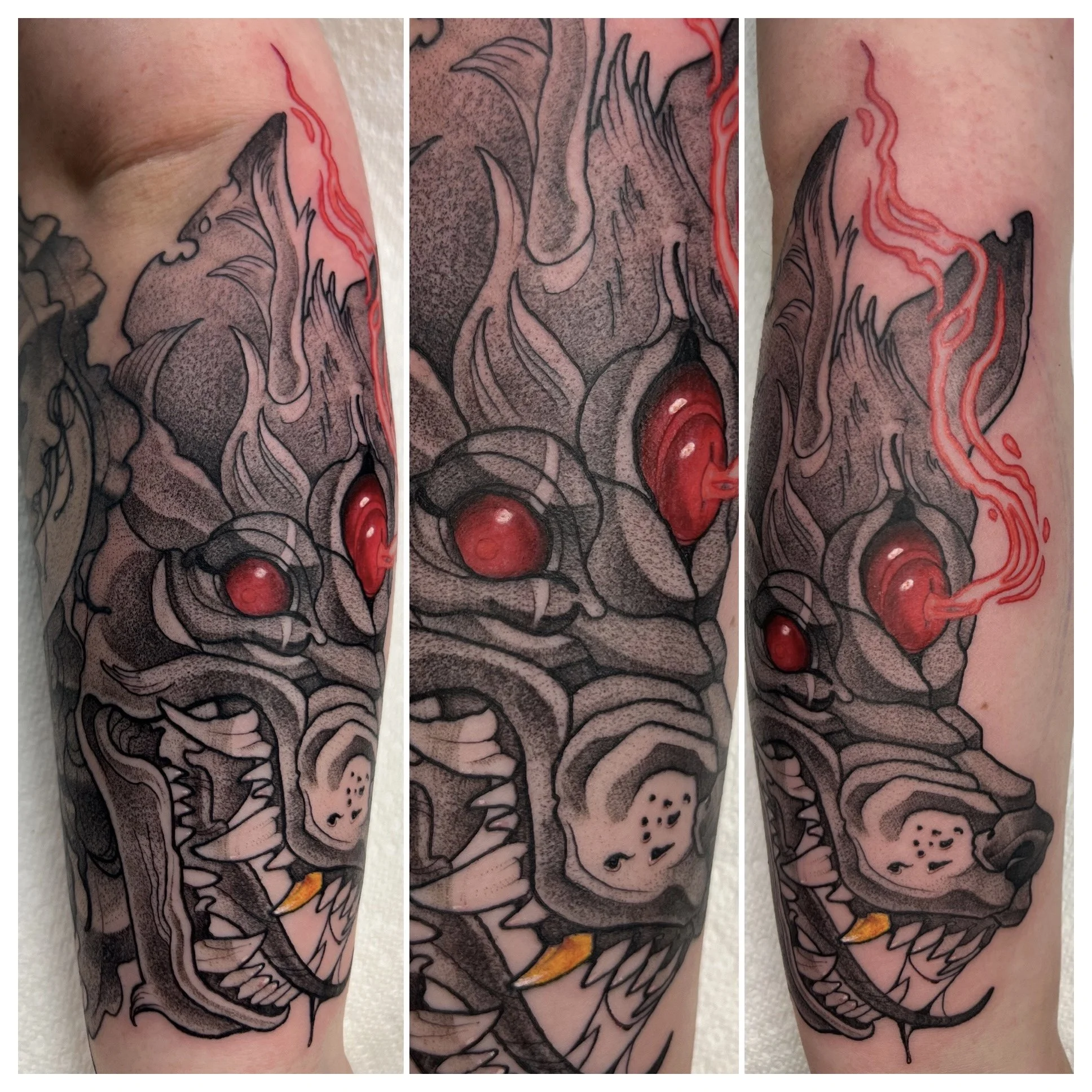 Mythology tattoo, Mythical Creature, Wolf tattoo, Irish folklore tattoo, Dotwork tattoo