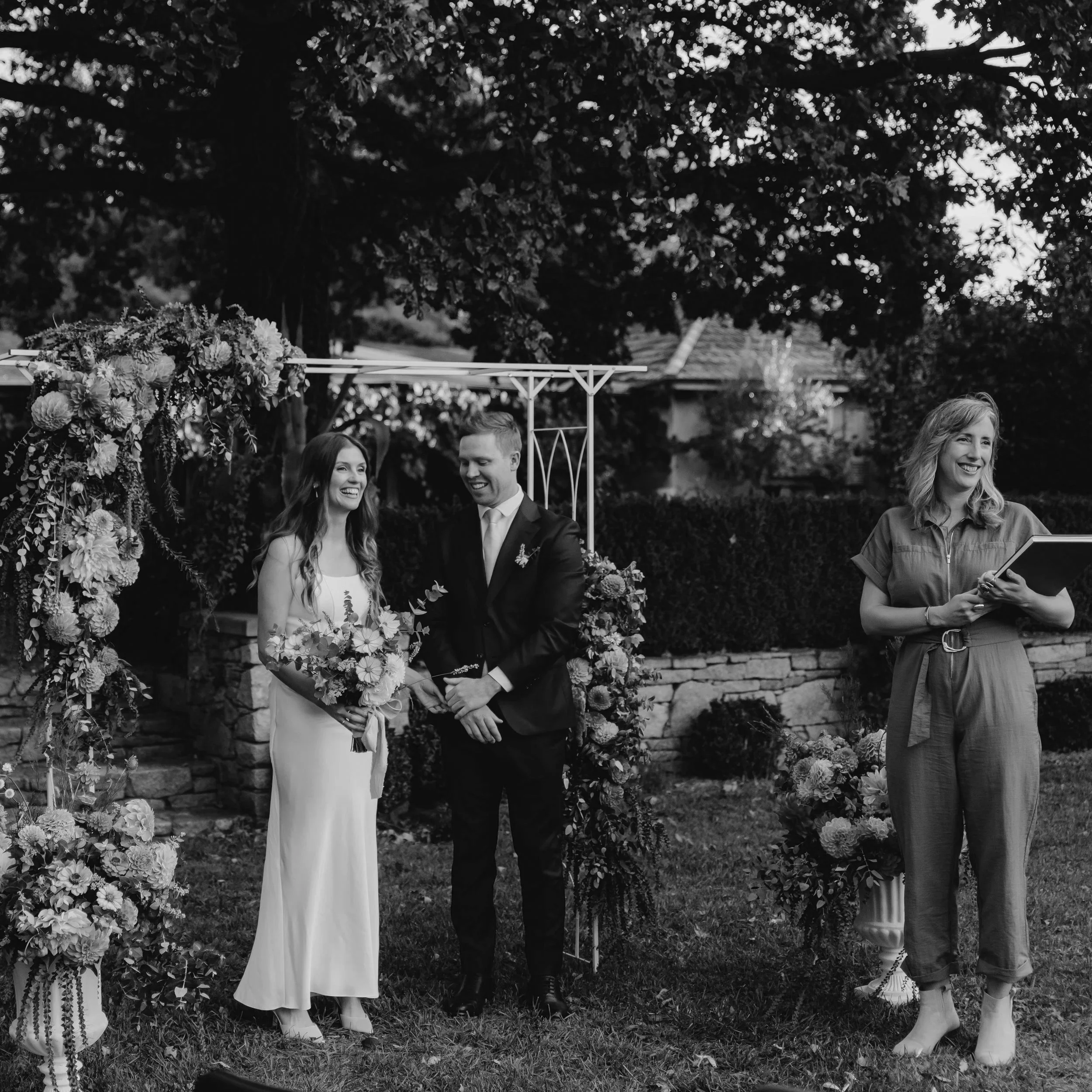 An intimate elopement in Braidwood, Emmy Copper is conducting the ceremony with Bushmoon flowers 