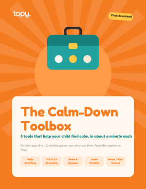Cover of The Calm-Down Toolbox, a free printable from Topy