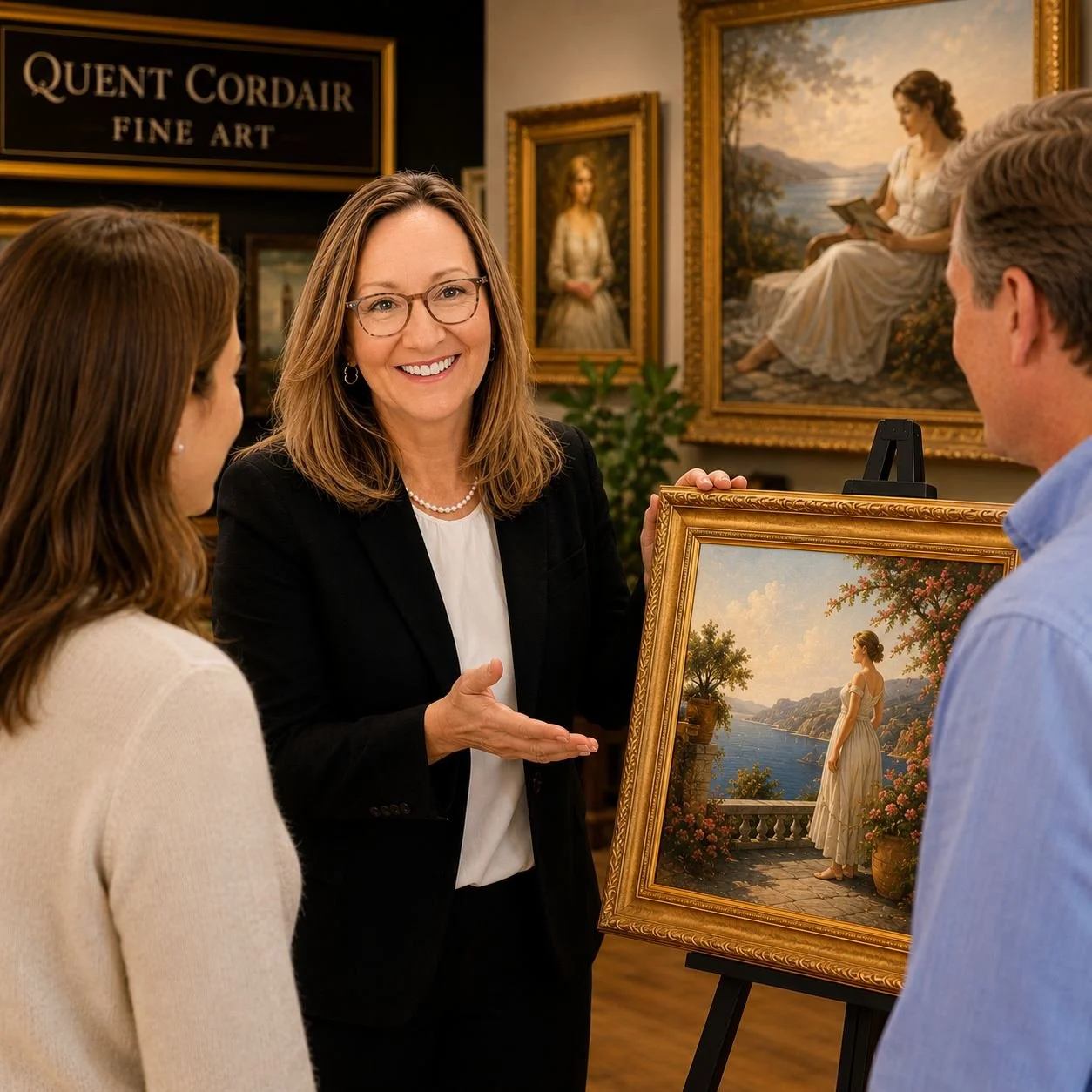 Linda Cordair helping gallery customers