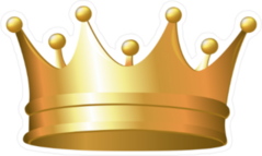 A gold crown with round tips on top of each point.