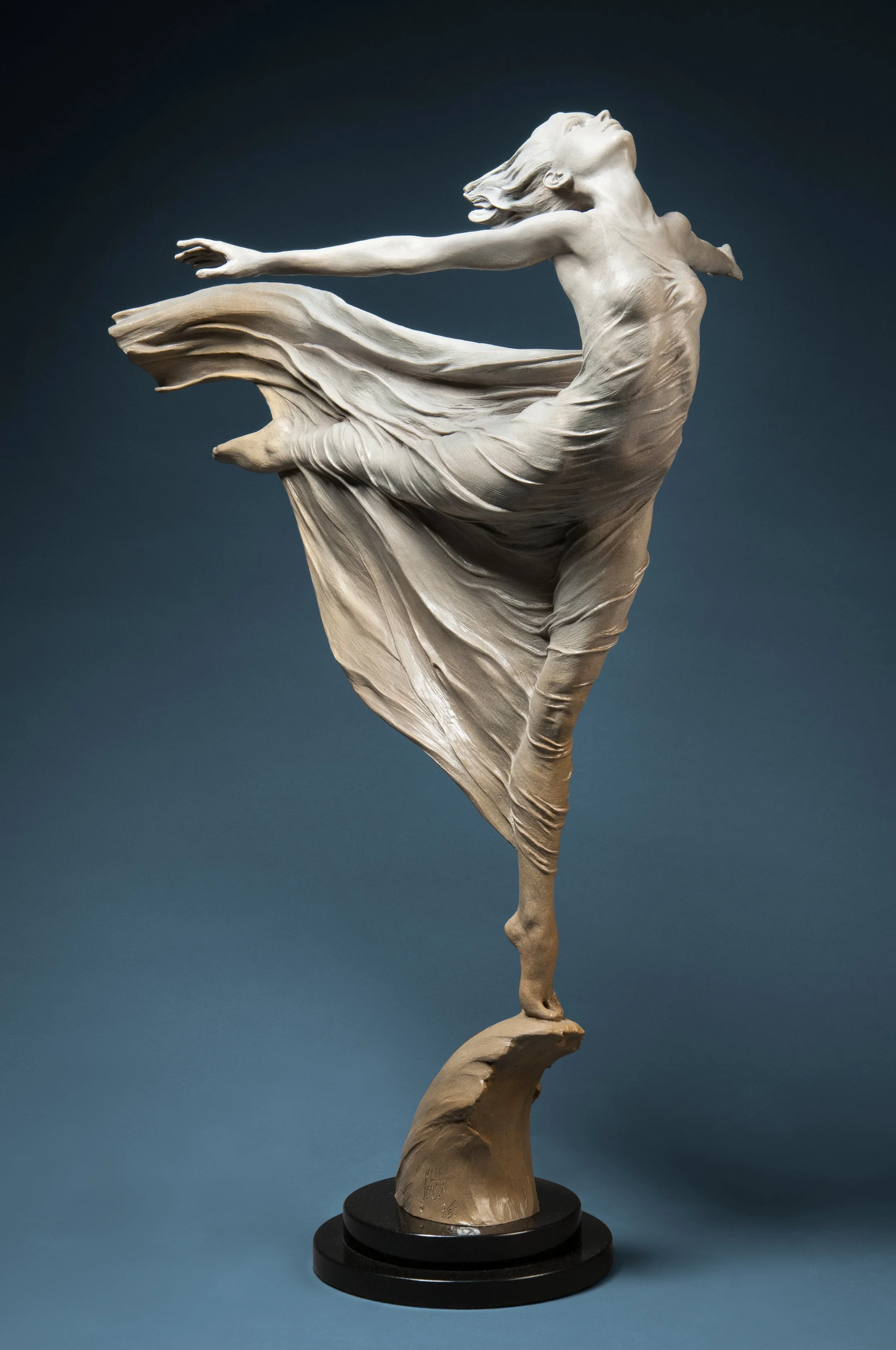 romantic realism bronze dancer sculpture balanced on one foot