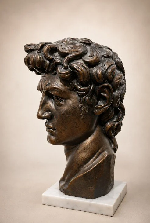 side view of david bust