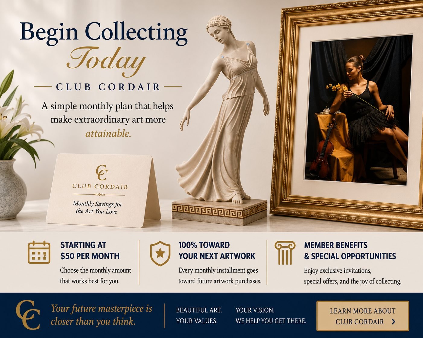 Details about Club Cordair art savings program featuring art from Quent Cordair Fine Art