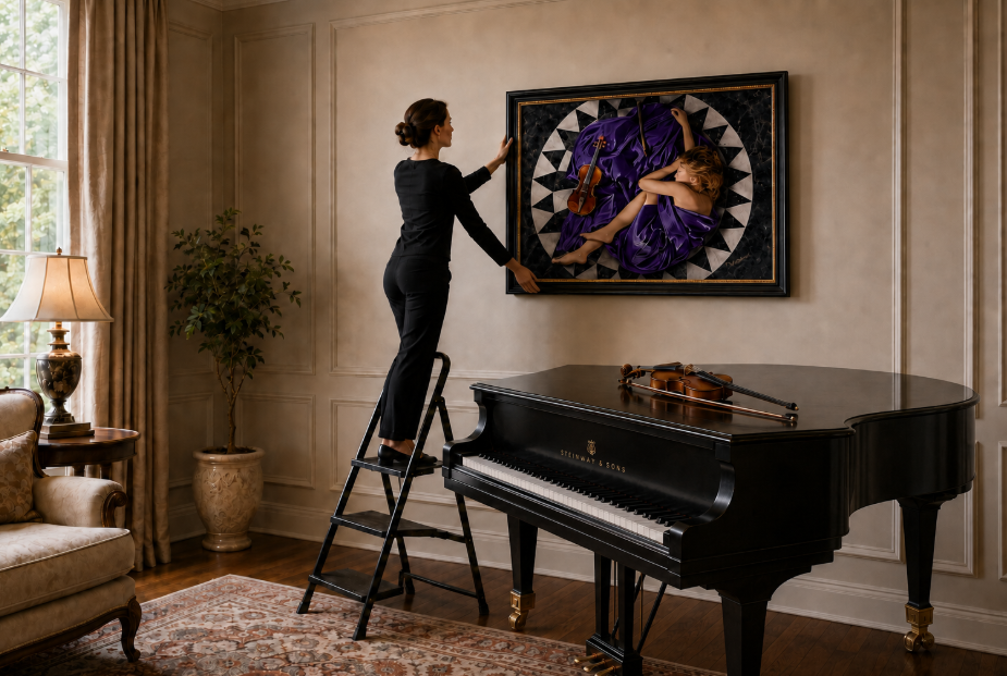 Hanging a painting at the optimal height