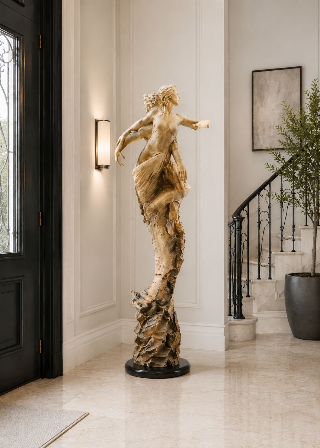 Rapture bronze sculpture of a couple entwined