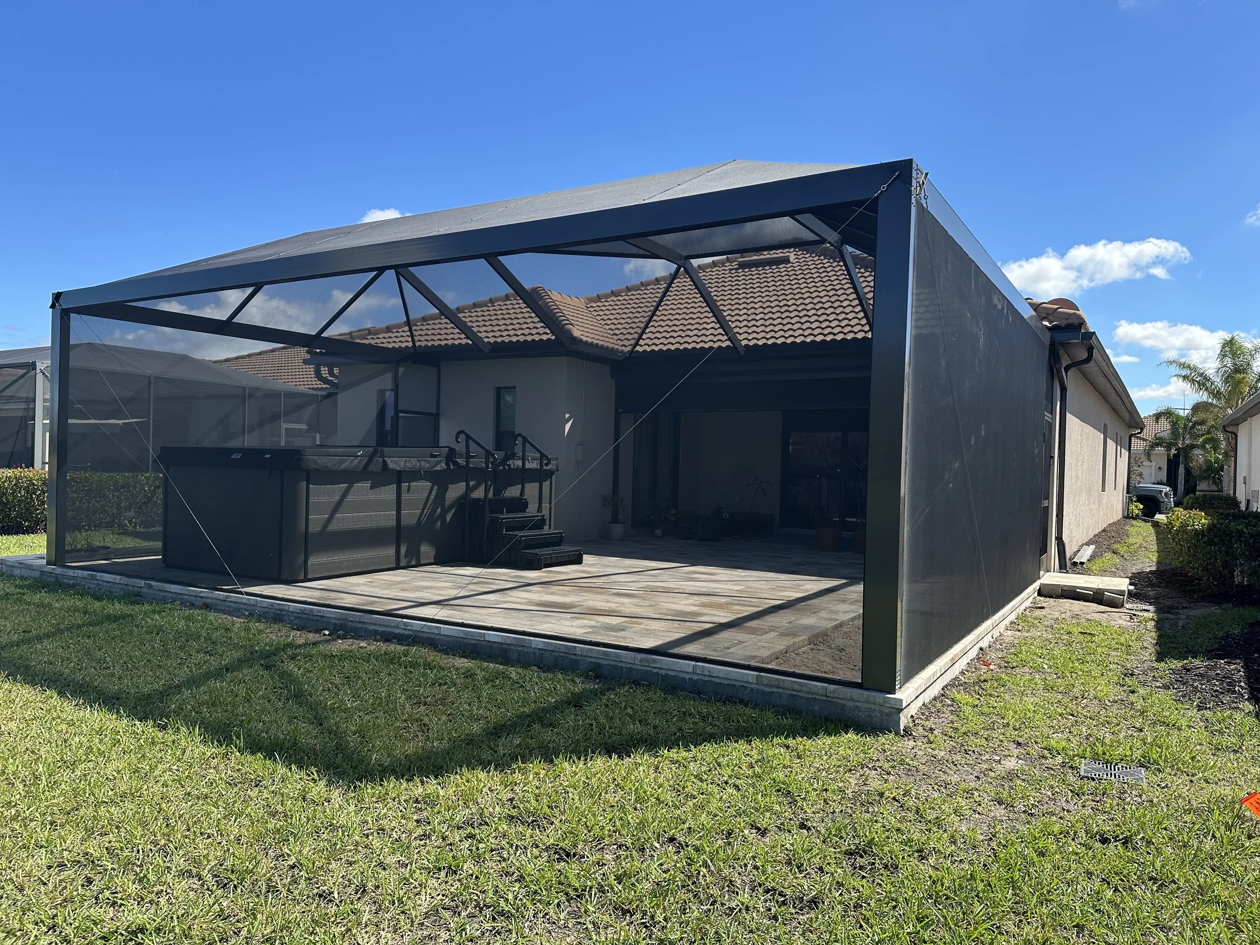 Fort Myers, FL- Lanai Deck w/ Pavers and Planters, and Open View Enclosure