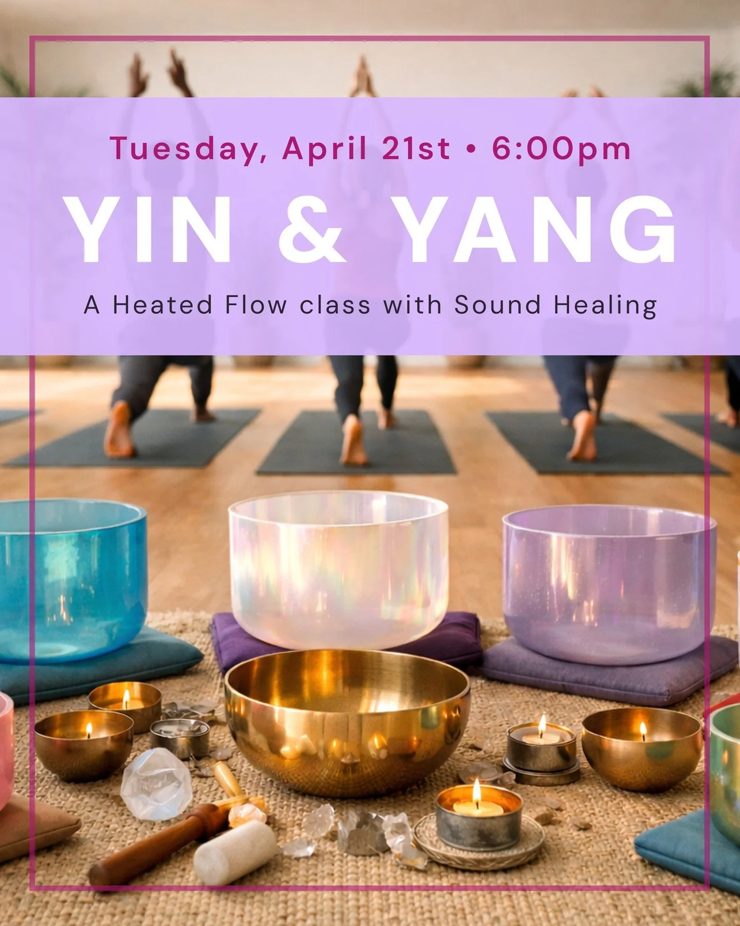 ✨ Join Meagan and Maggie for a special heated flow class... with sound healing added in!

☀️ Achieve balance through the combination of heat, active movement, healing sound, and grounded intention.

📅 Tuesday, April 21st
⏰ 6:00&ndash;7:00 PM

#Seatt