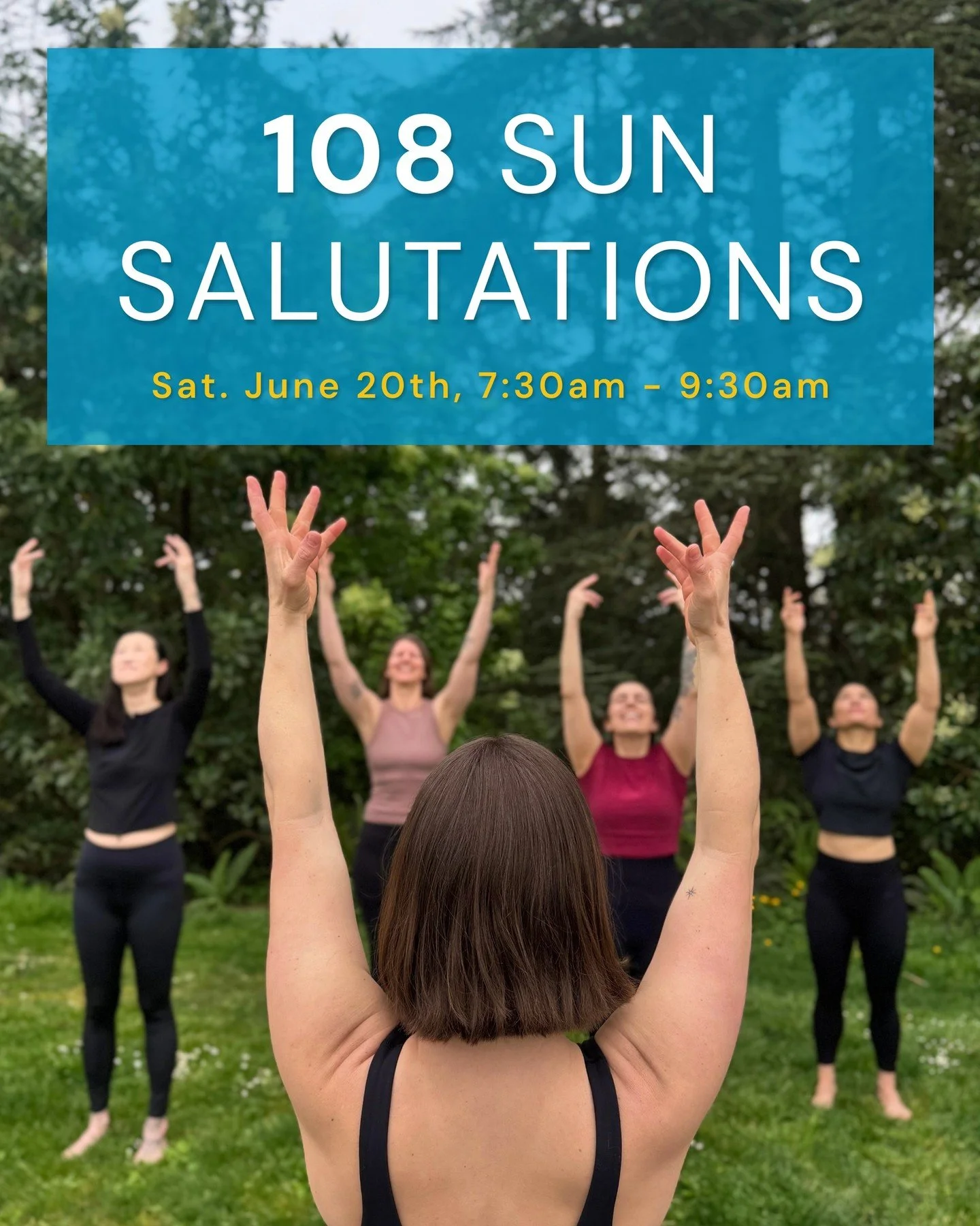 ☀️ Summer Solstice Flow! ☀️

🌟 Join us on Saturday, June 20th 7:30-9:30am for a transformative ritual: 108 Sun Salutations on the eve of the Summer Solstice.

🧘 This class offers a deep meditative experience through repetition.

💫 The number 108 h