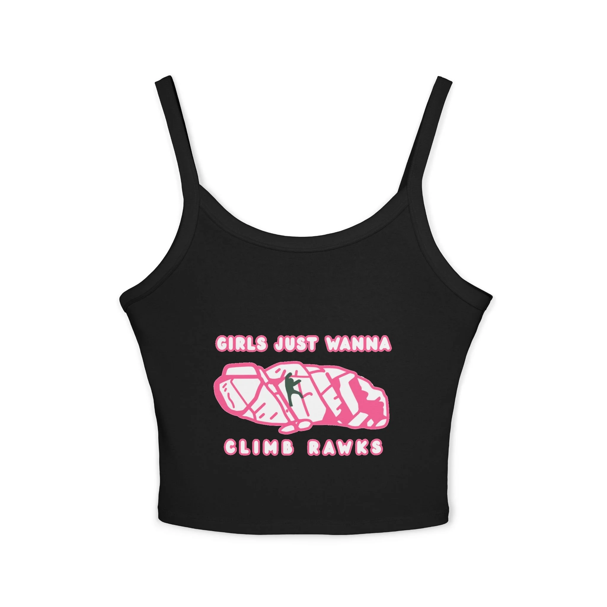 Girls Just Wanna Climb Rawks Tank (pink, black, and white)