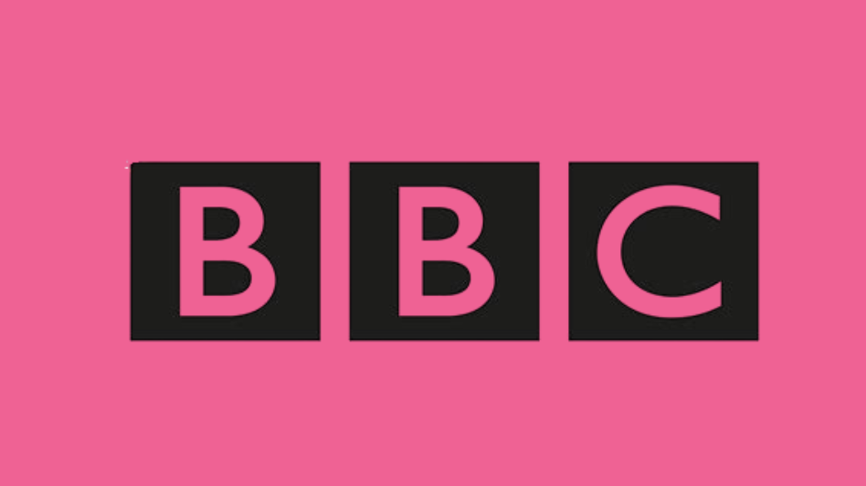 BBC logo on a pink background